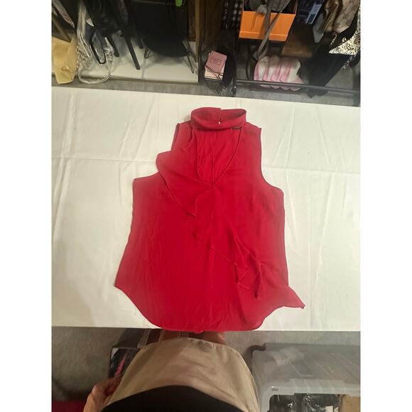 C&S Red Sleeveless Ruffle Blouse - Size M - Picture 4 of 10